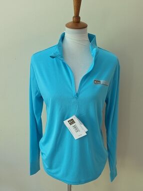 Drake Carve Designs Women's Blue Atoll Aqua Quarter-Zip Performance Top